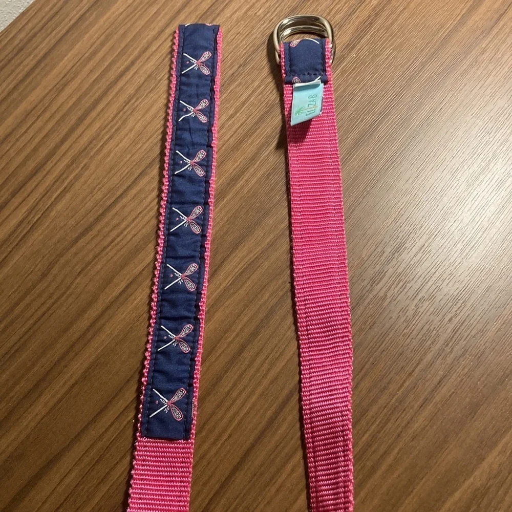 Leather Man Essex CT tennis lacrosse stick print belt Med made in USA Eliza B.